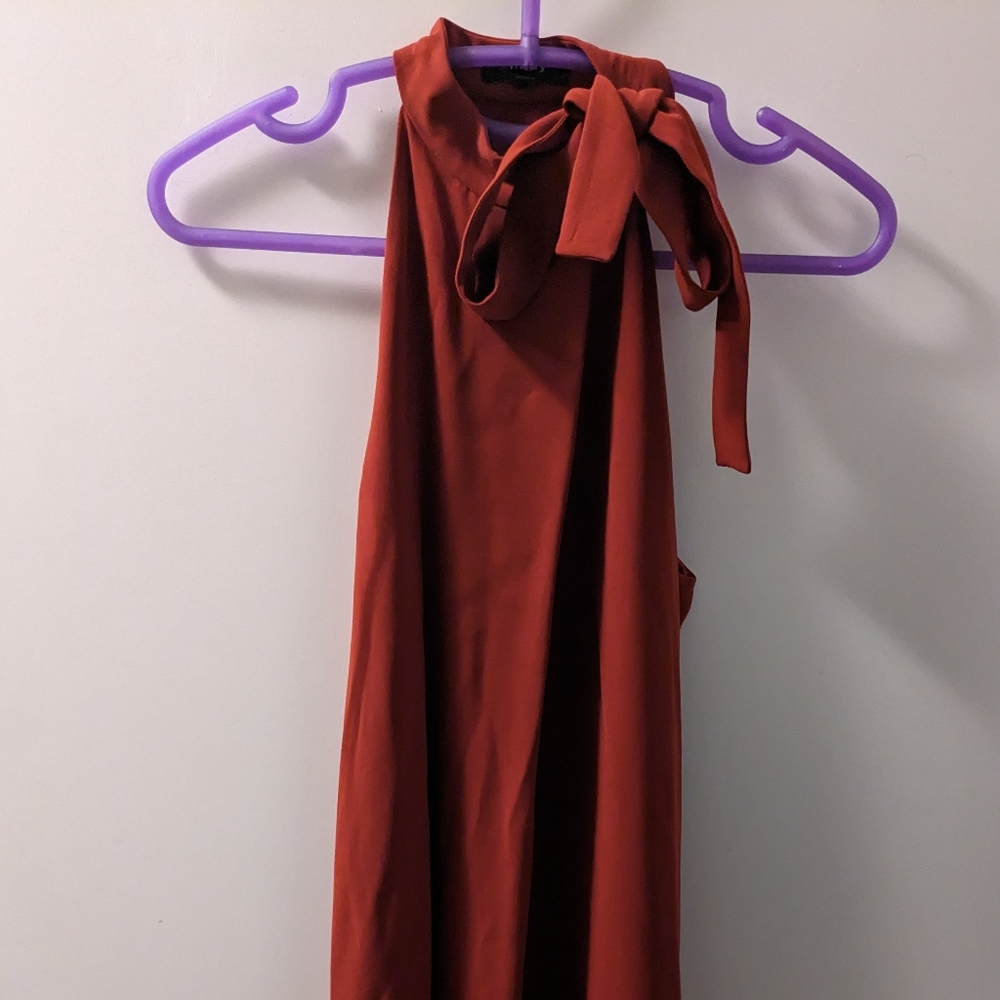 Theory dress orange red swing dress with neck tie - size 0